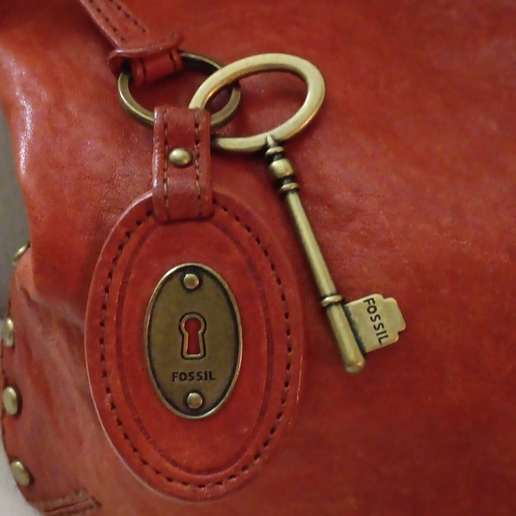 Fossil brass studded leather hobo bag - Picture 2 of 9